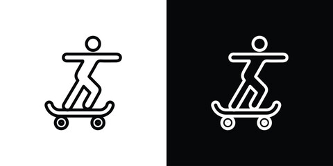 Skateboarding icon graphic, editable stroke. Suitable for website design, logo, app, template, and ui ux. © iconic