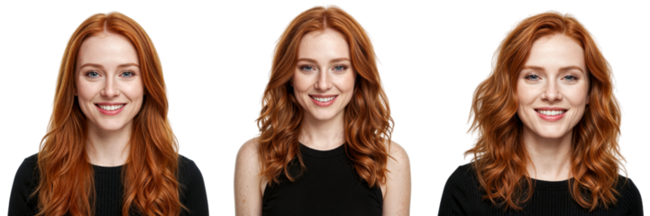 a beautiful collection of three women with ginger hair and a smile