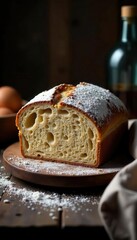 Dark rye bread, water, flour; rustic baking ingredients , detail, wheat, bakery