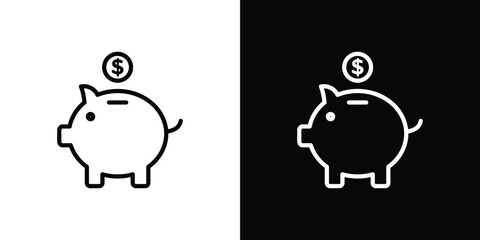 Piggy bank icon graphic, editable stroke. Suitable for website design, logo, app, template, and ui ux.