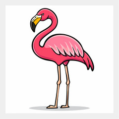 Whimsical flamingo illustration with vibrant colors and bold outlines in cartoon style