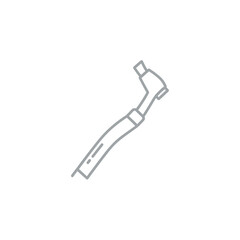 A simple gray line icon of a TIG welding torch, a tool for gas tungsten arc welding.