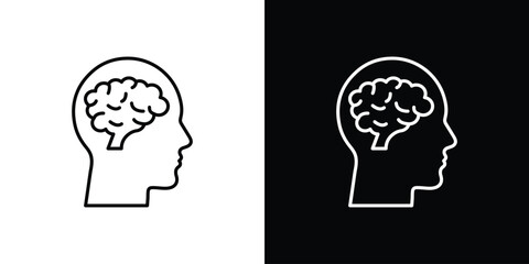 Human brain icon graphic, editable stroke. Suitable for website design, logo, app, template, and ui ux.