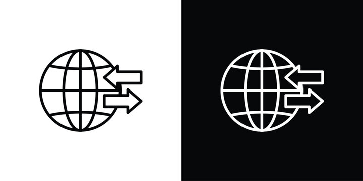 Import and export icon graphic, editable stroke. Suitable for website design, logo, app, template, and ui ux.