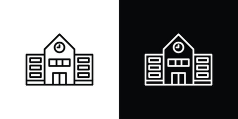 High school building icon graphic, editable stroke. Suitable for website design, logo, app, template, and ui ux.