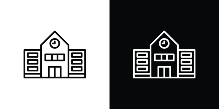 High school building icon graphic, editable stroke. Suitable for website design, logo, app, template, and ui ux.