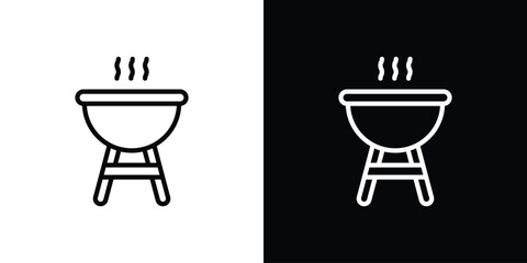 Grill icon graphic, editable stroke. Suitable for website design, logo, app, template, and ui ux.