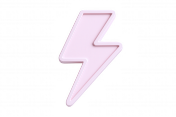 Modern 3D Rendered Pink Lightning Bolt Symbol with Subtle Bevel and Outline