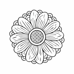 Detailed Flower Mandala: An intricate floral design for relaxation and coloring enjoyment