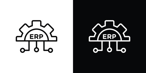 ERP system icon graphic, editable stroke. Suitable for website design, logo, app, template, and ui ux.
