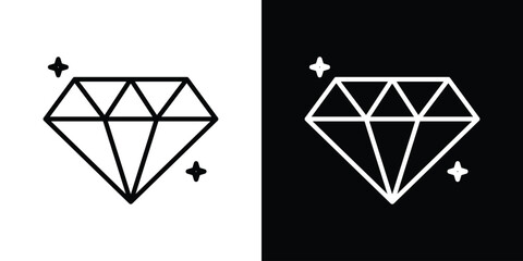 Diamond icon graphic, editable stroke. Suitable for website design, logo, app, template, and ui ux.