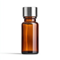 Amber glass bottle with silver cap