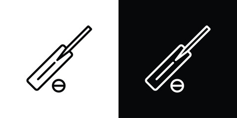Cricket bat and ball icon graphic, editable stroke. Suitable for website design, logo, app, template, and ui ux.