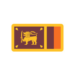 The national flag of Sri Lanka, featuring a golden lion with a sword on a maroon field, bordered by gold and flanked by green and orange stripes.
