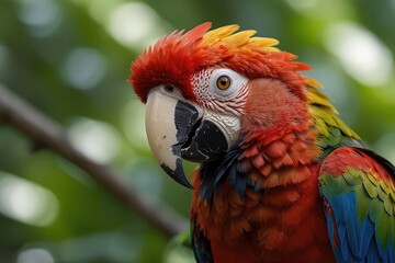 Fototapeta premium scarlet macaw parrot on transparent background, parrot