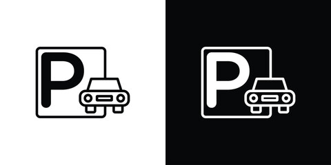 Car parking icon graphic, editable stroke. Suitable for website design, logo, app, template, and ui ux.