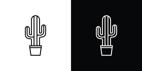 Cactus icon graphic, editable stroke. Suitable for website design, logo, app, template, and ui ux.