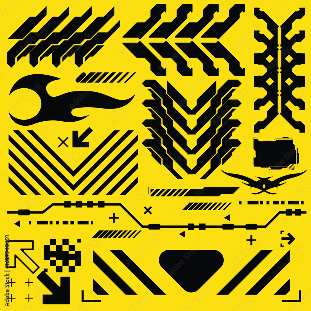 Poster y2k 2000s scifi cyberpunk retro-futuristic layout template set dashboard hud for ux-ui application, 