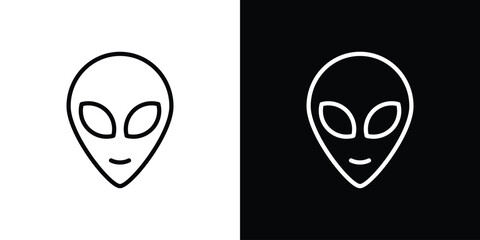 Alien face icon graphic, editable stroke. Suitable for website design, logo, app, template, and ui ux.