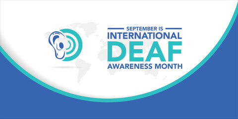 deaf awareness month is observed every year in September. Holiday concept. Template for background, banner, card, poster, placard, design template with unique shapes with standard color.