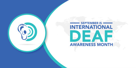 deaf awareness month is observed every year in September. Holiday concept. Template for background, banner, card, poster, placard, design template with unique shapes with standard color.