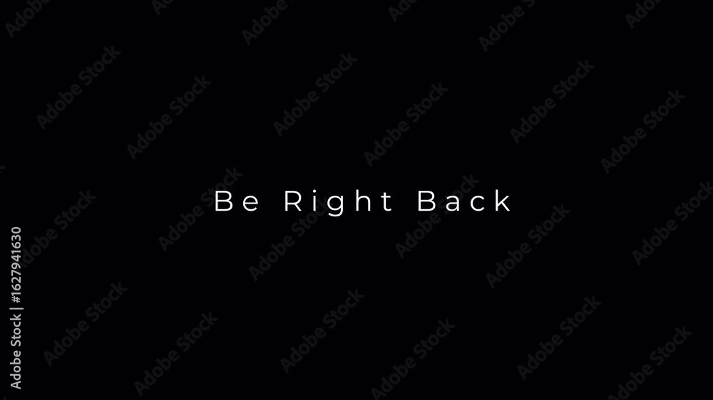 Poster abstract glitch design of “be right back” animation with alpha background. great for creative overla