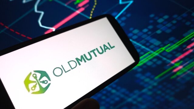 Konskie, Poland - August 03, 2025: Old Mutual company logo displayed on mobile phone