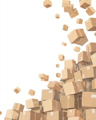 Cardboard boxes cascading from a pile