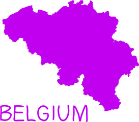 Purple silhouette map of Belgium on a white background. Minimalist vector style ideal for educational, political, geographic, or European-themed design and infographic use.