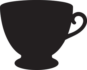 Tea cup icon in silhouette white background.