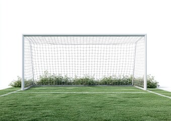 Fototapeta premium Empty soccer goal on a grassy field