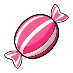 Pink Striped Candy Vector Icon, Christmas, Halloween
