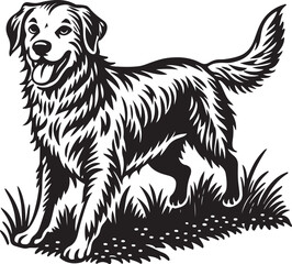 A vector illustration of a black and white dog silhouette, perfect for a pet or nature-themed design