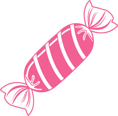 Striped Wrapped Candy Vector Illustration icon, Christmas