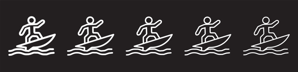 surfing icon thin flat outline style
