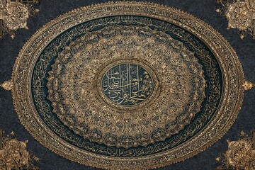Naklejka premium Intricate geometric design featuring Arabic calligraphy in ornate craftsmanship