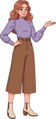 Young woman in casual clothing standing with confident pose vector illustration 