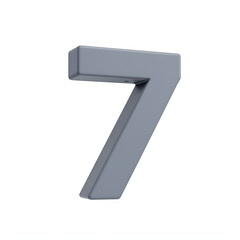 Gray 3D Number 7 on Clean Background