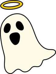 Angel Ghost with Halo (Color Outline Illustration)