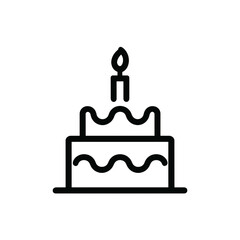 Minimalist Birthday Cake Icon with Candle – Simple Line Art Design