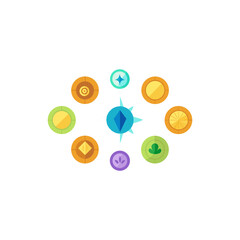  different shell compass token set 