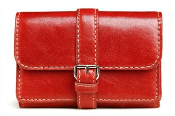 Stylish red leather wallet showcasing craftsmanship and modern design in a minimalist setting