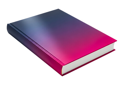 Hardcover book with gradient cover isolated on a transparent background blue pink