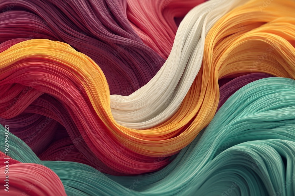 Poster colorful swirling patterns of soft material create a vibrant and textured visual in warm and cool to
