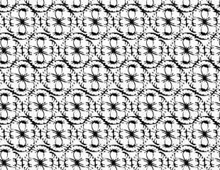 Seamless Hand-Drawn Black and White Floral Pattern