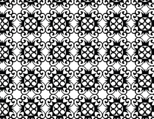 Black and White Ornate Scrollwork Seamless Pattern