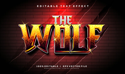 the wolf 3d vector text effect with modern style design © Mean Design