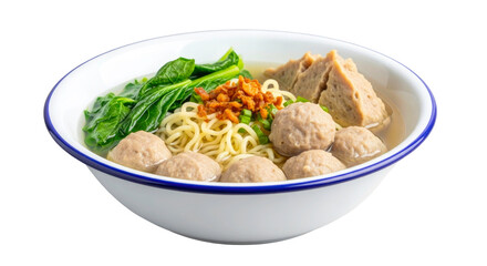 delicious bakso soup meatballs noodles and greens in broth