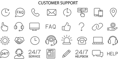 Customer Support and Service Vector Icon Set


