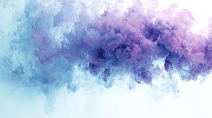 Abstract swirls of pastel purple and blue ink in water